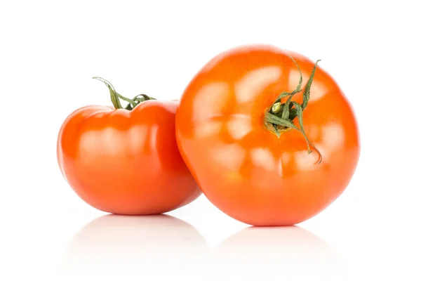 Δύο Κόκκινες Ντομάτες Που Απομονώνονται Λευκό Backgroun — Φωτογραφία Αρχείου