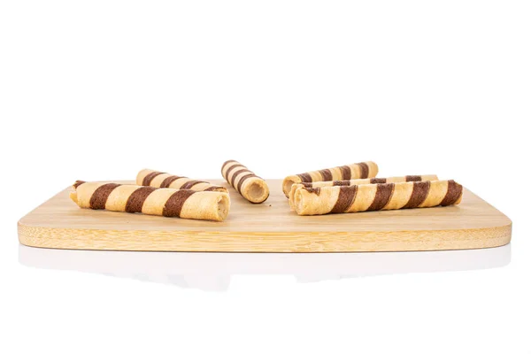 Hazelnut rolled wafer biscuit isolated on white — Stock Photo, Image