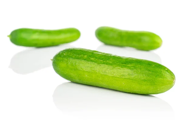 Fresh green baby cucumber isolated on white — Stock Photo, Image