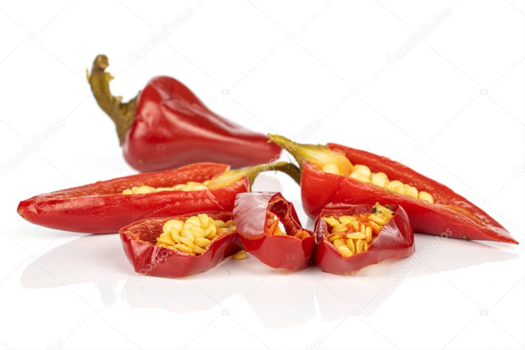 Hot pickled pepper isolated on white