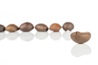 Taze kahve çekirdeği beyaz üzerine izole edilmiş.