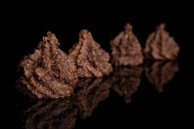 Siyah camda izole edilmiş hindistan cevizli kakao bisküvisi.