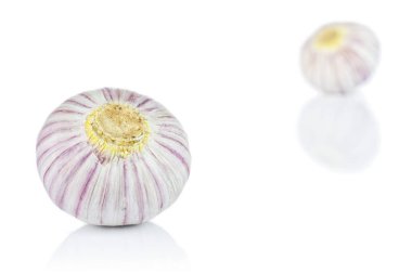 Single clove garlic isolated on white