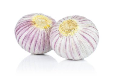 Single clove garlic isolated on white