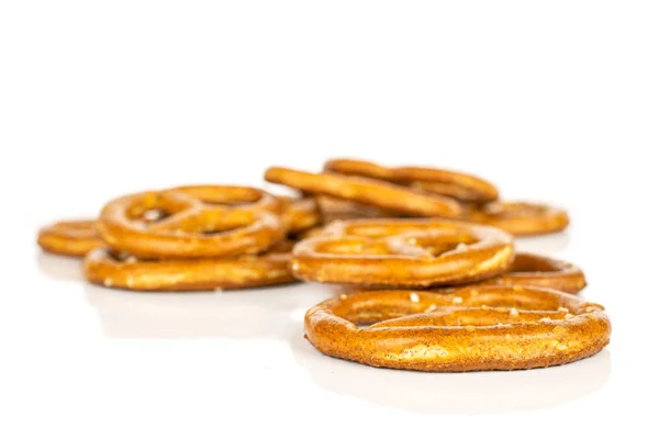 Salty brown pretzel isolated on white — Stock Photo, Image