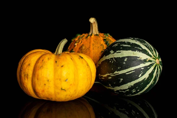 Decorative gourd isolated on black glass — 图库照片