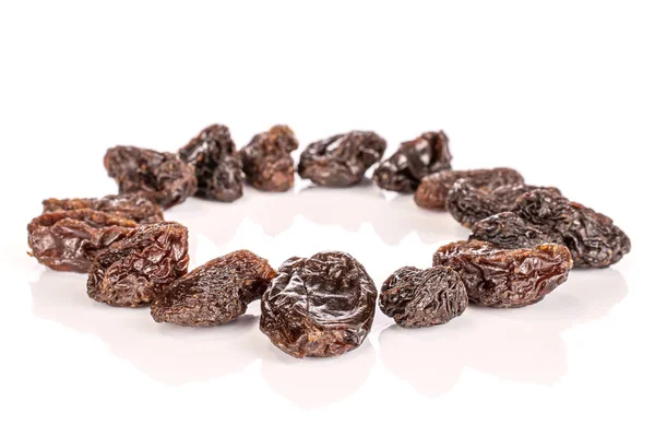 Lot Whole Dried Dark Raisin Circle Isolated White Background — Stock Photo, Image