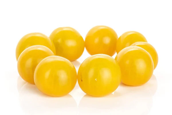 Group Nine Whole Fresh Yellow Tomato Isolated White Background — Stock Photo, Image