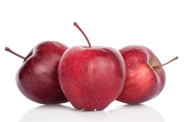 Group Three Whole Red Delicious Apple Isolated White — Stock Photo, Image