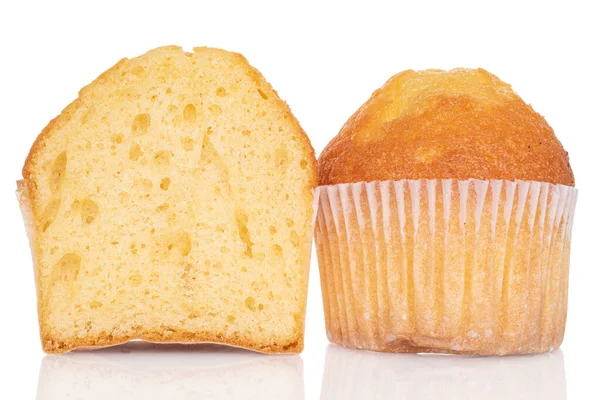 Gruppo Intero Metà Piccolo Muffin Forno Isolato Bianco — Foto Stock