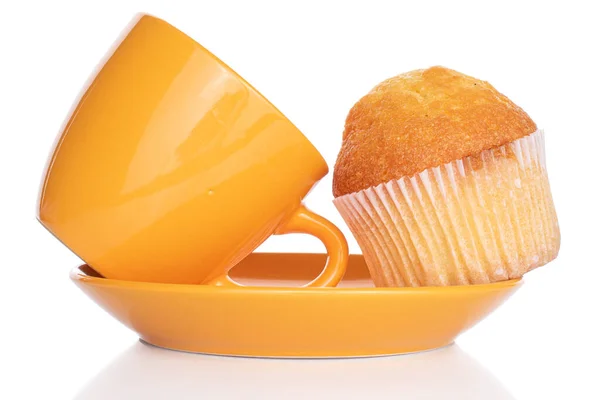 Intero Piccolo Muffin Forno Con Tazza Isolata Bianco — Foto Stock