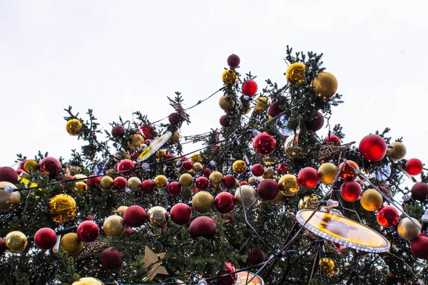 Decorações Natal Árvore Christmass Com Bolas — Fotografia de Stock