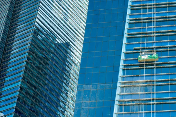 Singapore Workers Buildings Singapore February 2011 Window Washers — Stock Photo, Image