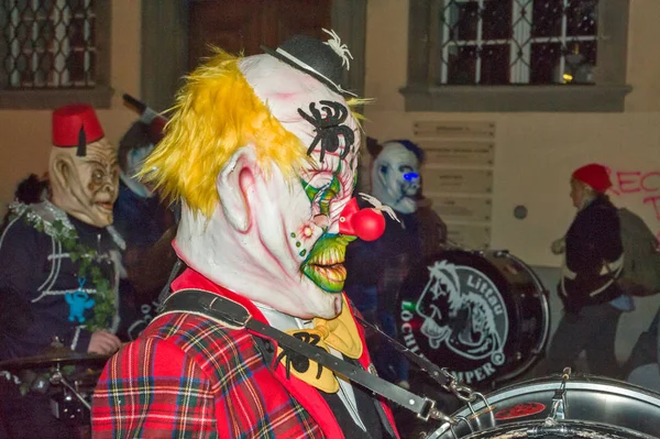 Karneval Luzern Schweiz Unbekannte Nehmen Karnevalsumzug Teil — Stockfoto