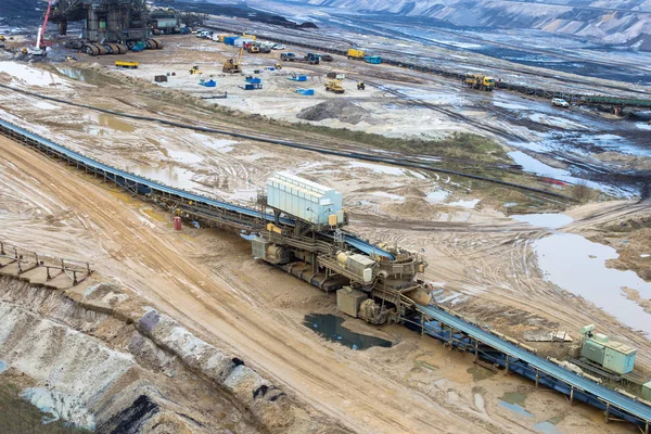 Těžba Uhlí Metodou Otevřené Pomocí Kráčivé Rypadlo — Stock fotografie