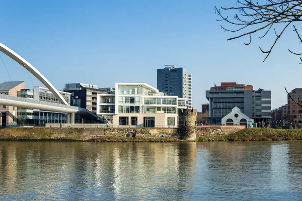 Pedestrian bridge over river Maas — Stock Photo, Image