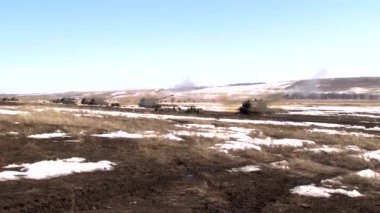 RENBURG REJİYONU, RUSYA - Ağustos 05, 2015. Rus ordusu 2S19 Msta-S 'den ateşlendi.