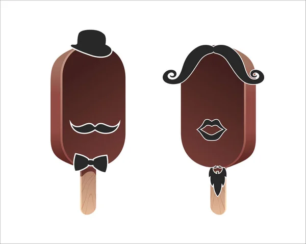 Illustration Gentleman and Lady Symbols. Man's face and Woman's face on an icecream.