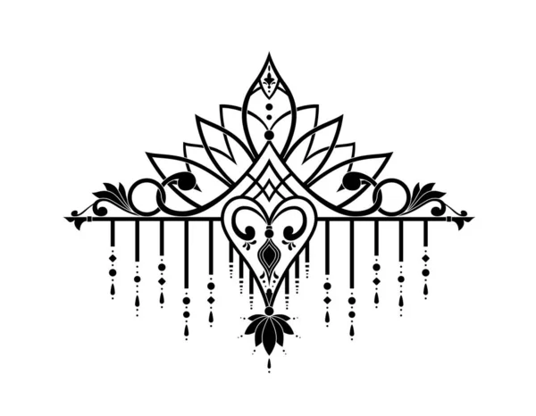 Elegant vector baroque ornament in Victorian style. Exquisite pattern for design, tattoo, posters, decoration and print. Traditional decor east style - Vector illustration — 스톡 벡터