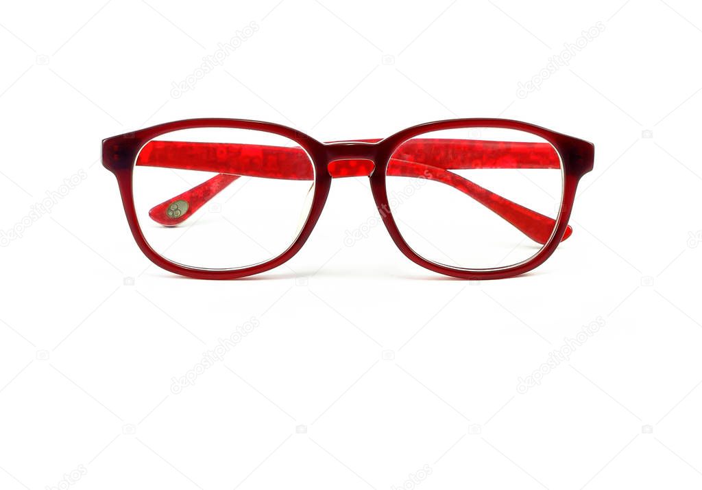 Glasses red isolated on white background