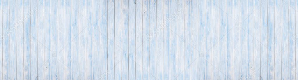 Panoramic white and blue wood board texture and backgrounds. Empty template.