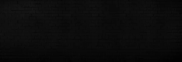 Abstrakt panorama svart tegel vägg mönster bakgrund och svart bakgrund, Blank kopia utrymme. — Stockfoto