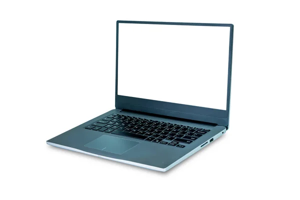 Material de alumínio, laptop de design fino moderno isolado no fundo branco, com tela branca em branco, arquivo contém com caminho de recorte tão fácil de trabalhar . — Fotografia de Stock