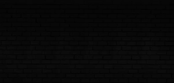 Absztrakt panoráma fekete tégla fal minta háttér és fekete háttér, üres másolás tér. — Stock Fotó