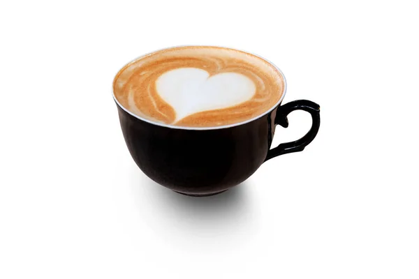 Weiße Tasse Mokkakaffee isoliert auf weißem Hintergrund. Datei enthält mit Clipping-Pfad so einfach zu bearbeiten. — Stockfoto