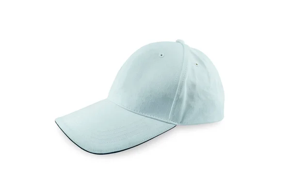 Close-up white Baseball cap Isolated on White Background. File contains with clipping path so easy to work. — Stock Photo, Image