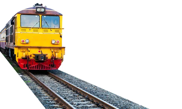 Vonat, Dízel elektromos mozdony elszigetelt fehér háttérrel. Fájl tartalmaz vágási útvonalak, így könnyű dolgozni. — Stock Fotó