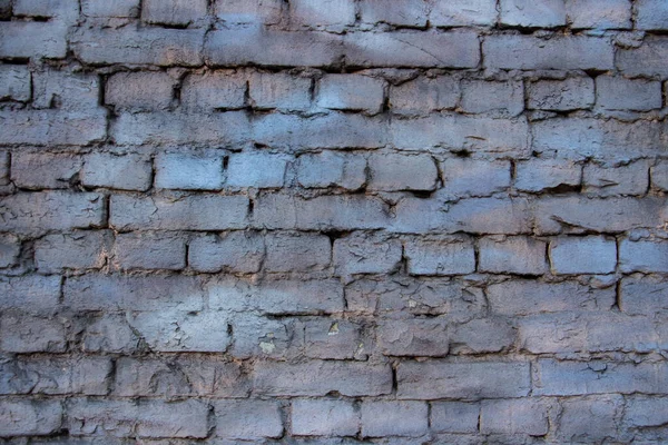 Ziegelsteinwand Verschmutzt Mit Blauer Und Grauer Tönung — Stockfoto