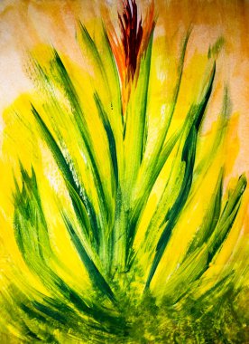 soyutlama, akrilik resim, bitkiye benzer.