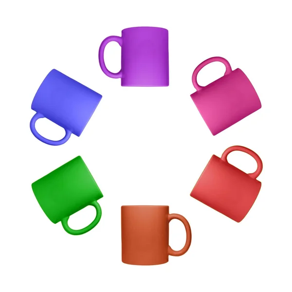 Some Mugs Colorful Isolated — Stock Photo, Image