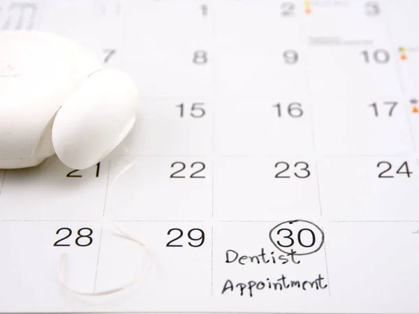 Zubař Připomenutí Události Kalendáře Dentální Nit Lékařská Koncepce — Stock fotografie