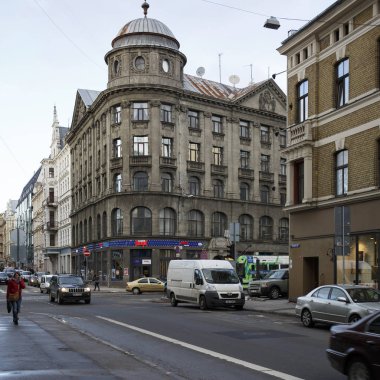 Riga Eski Şehir Şubat 2016 sokak görünümü