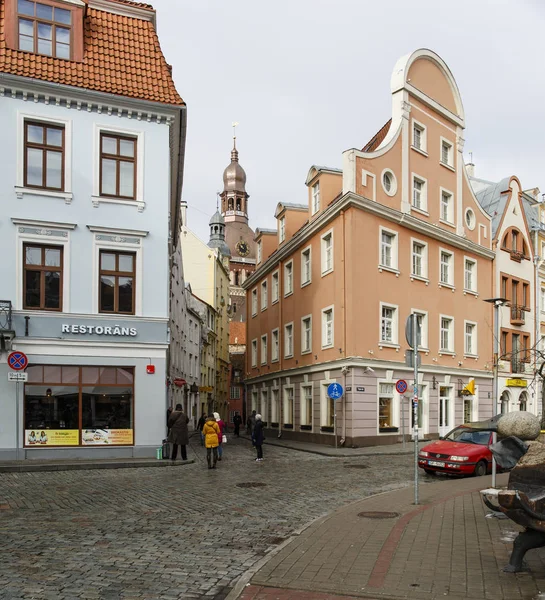 Alte stadt riga februar 2016 street view — Stockfoto