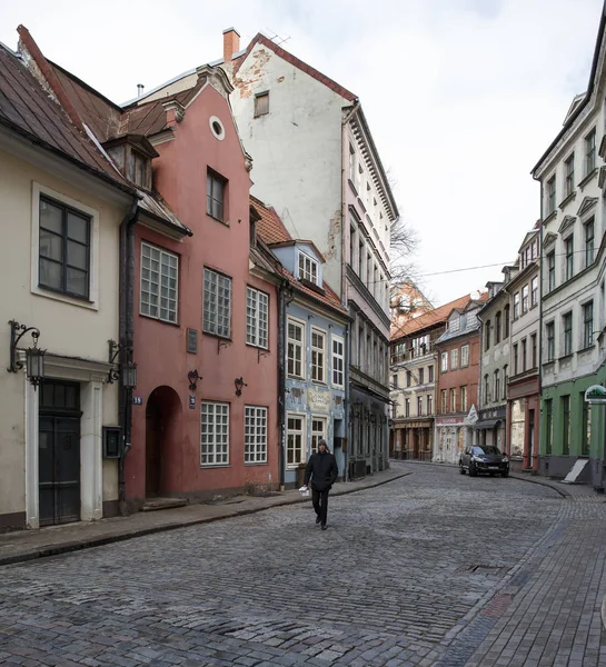 Vieille ville de Riga Février 2016 vue sur la rue — Photo