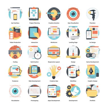  Geliştirme ve tasarım süreci Icons Set 