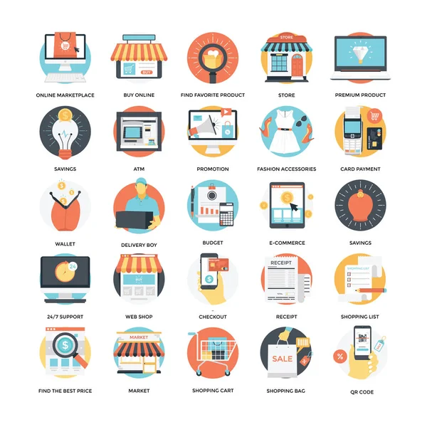 Conjunto de iconos de compras — Vector de stock