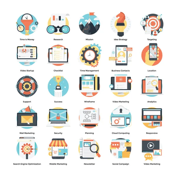 Conjunto de Iconos de Monitoreo SEO y Marketing Digital — Vector de stock