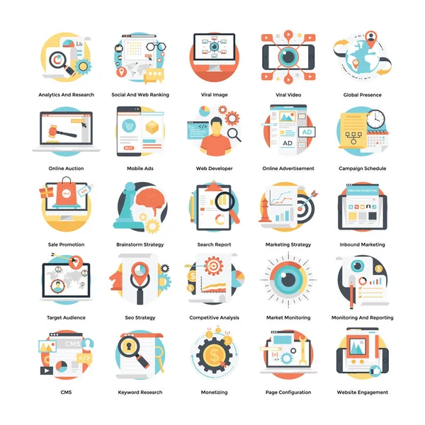 Conjunto de iconos de marketing digital — Vector de stock