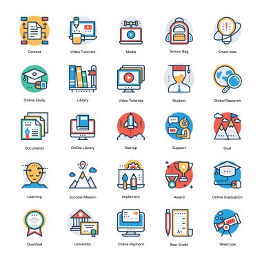  Eğitim ve bilgi simgeler koleksiyonu 