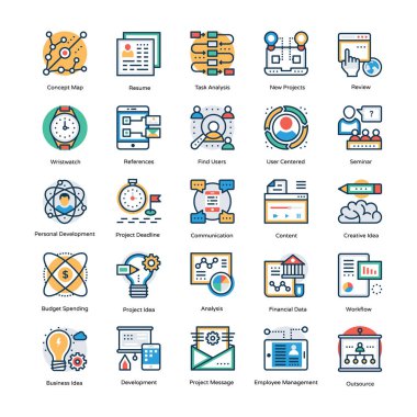  Proje Yönetimi Icons Set sürüsü 