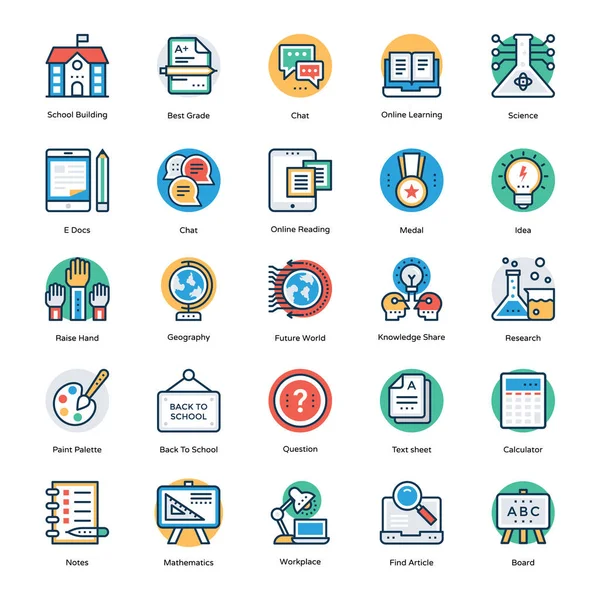 Conjunto de iconos escolares y educativos — Vector de stock