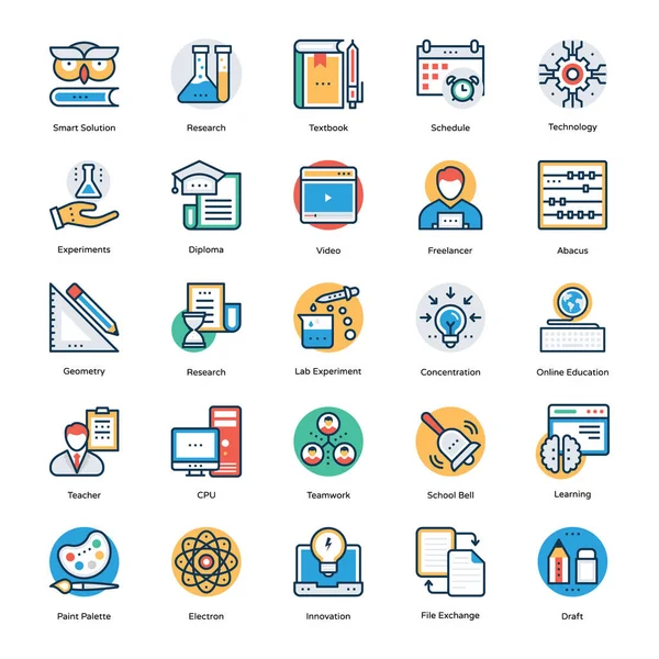 Iconos de Educación Plana y Línea — Vector de stock