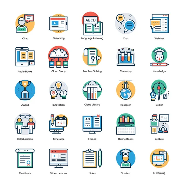 Conjunto de iconos de la educación y el conocimiento — Vector de stock