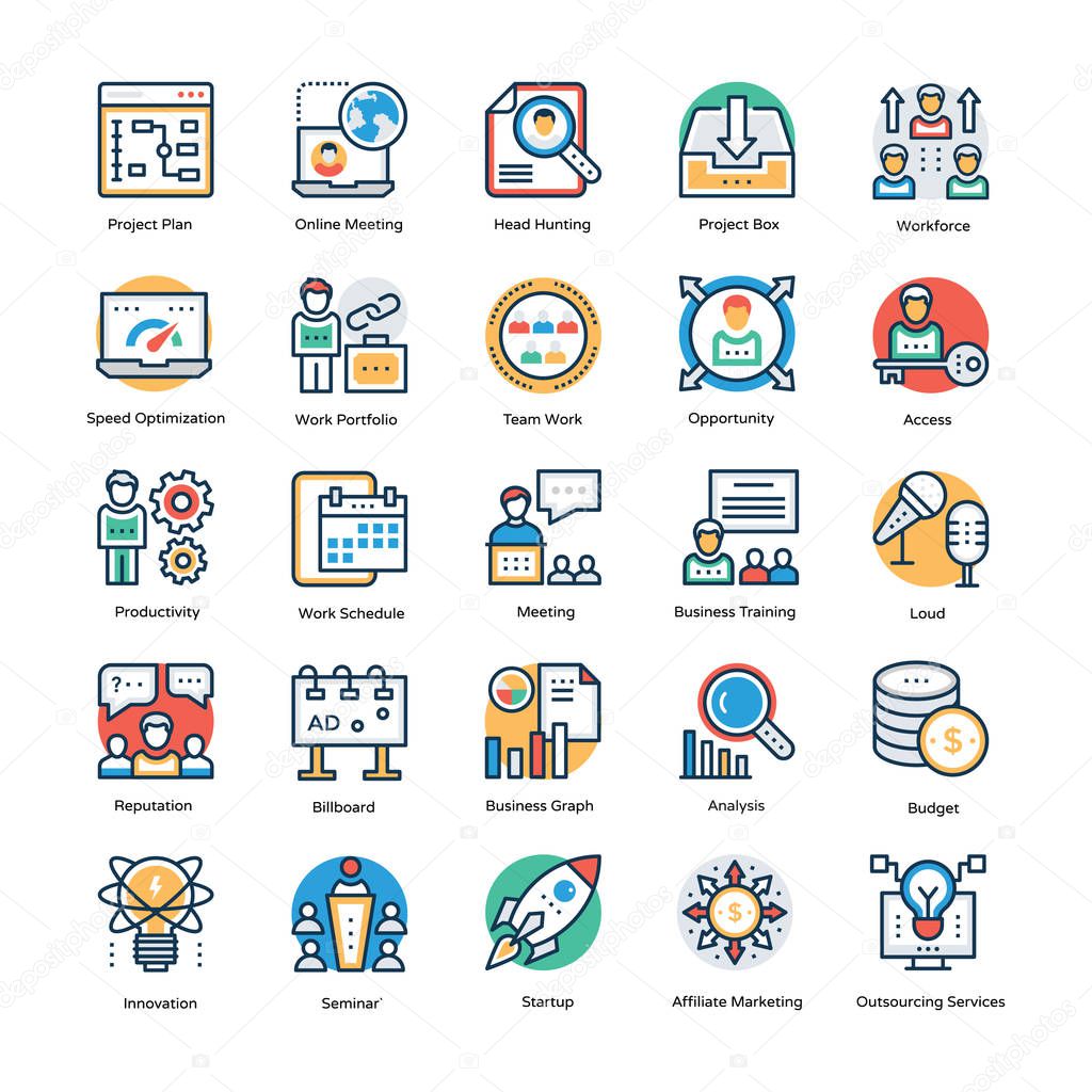  Collection of Project Management Flat Icons