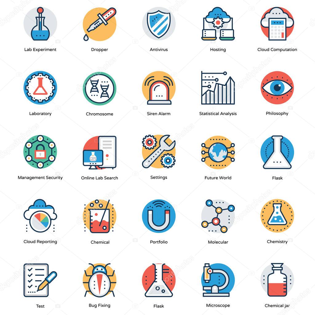  Science Flat Icons Set