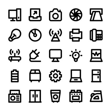 Elektronik, alet ve oyun çizgi vektör simgeler 2